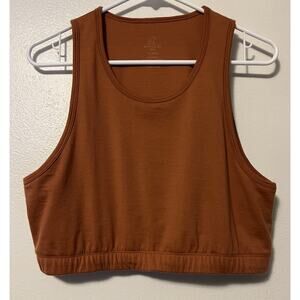 WoolX Mila Merino Wool Blend Crop Top Bra Terra Cotta Women's Size XL Low Impact